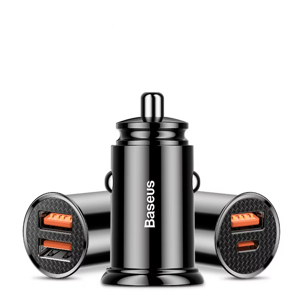 Carregador Veicular Compacto com Saída USB e Tipo-C